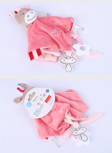 Funnyzoo animal teether napkin doll baby baby bell label plush toy cross-border wholesale