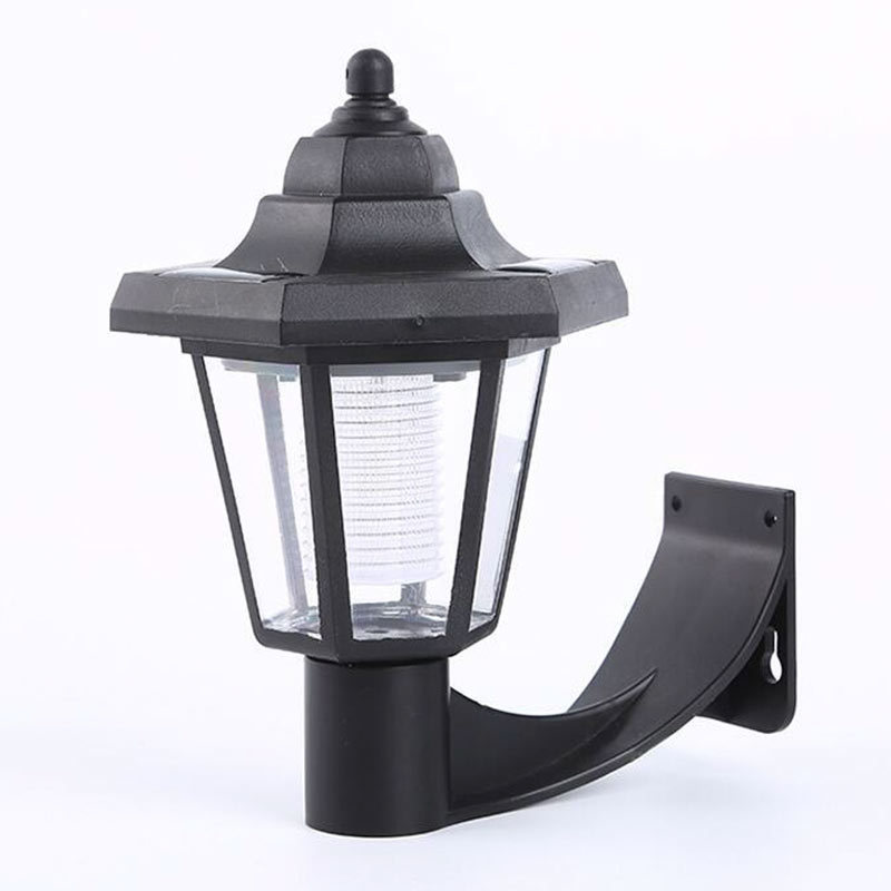 Lámpara solar hexagonal de plástico para pared, jardín, exterior, cerca, iluminación LED, lámpara solar de jardín