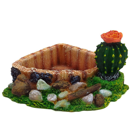 Real Aquarium Decorative Reptile Pet Water Basin Micro Landscape Resin Ornaments Creative Feeding Basin Crafts