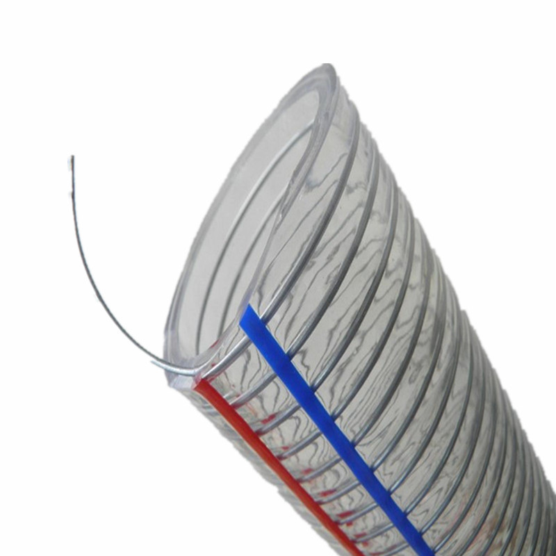 通风排气PVC牛筋管螺旋钢丝管 透明红色塑筋软管 抽水排风