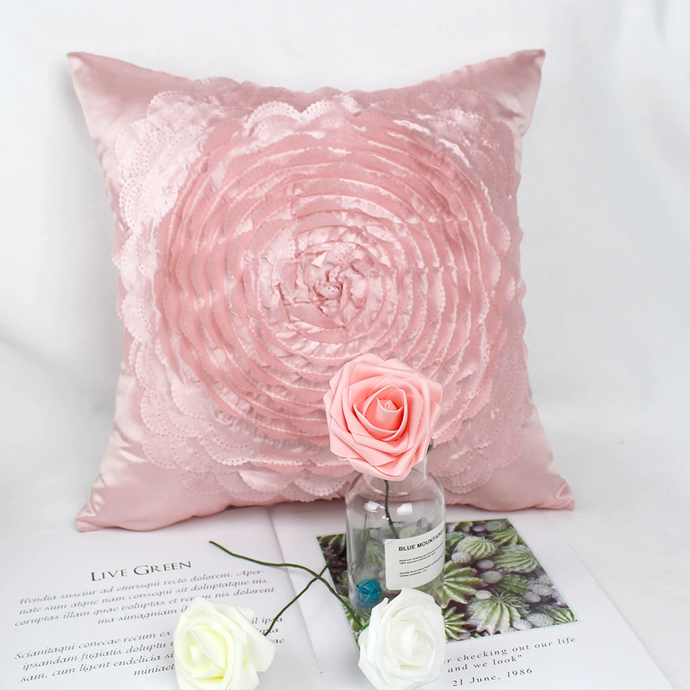 Big Rose Embroidery Pillow Set Wedding Products Festive Pillow Case Furnishing Soft Decoration Sofa Cushion PCTEC-C