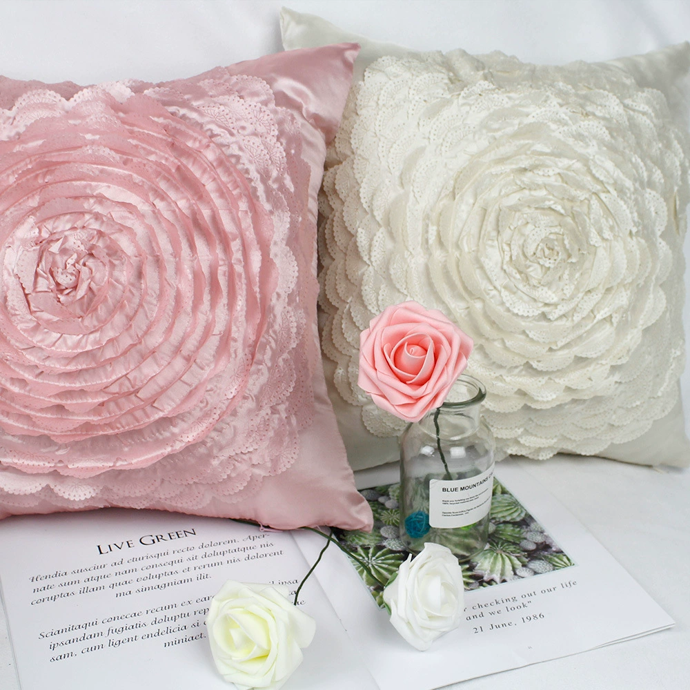 Big Rose Embroidery Pillow Set Wedding Products Festive Pillow Case Furnishing Soft Decoration Sofa Cushion PCTEC-C