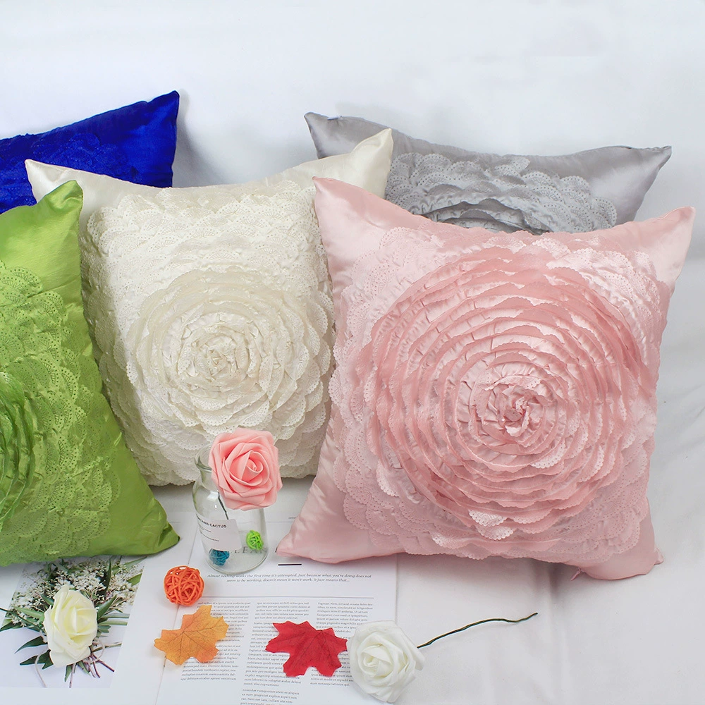 Big Rose Embroidery Pillow Set Wedding Products Festive Pillow Case Furnishing Soft Decoration Sofa Cushion PCTEC-C