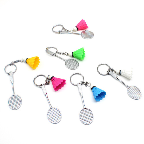 Factory direct sales badminton pendant jewelry keychain creative simulation arena small gift badminton keychain