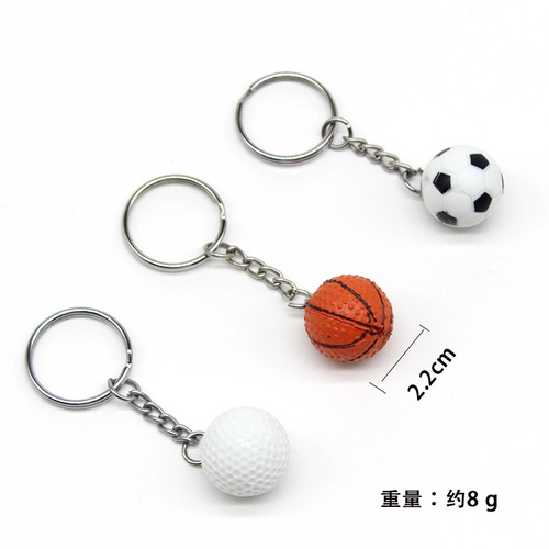 Sports keychain Promotional gift pendant Football basketball golf simulation plastic key pendant