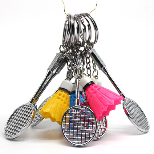 Factory direct sales badminton pendant jewelry keychain creative simulation arena small gift badminton keychain