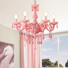 欧式粉色水晶吊灯温馨客厅儿童房卧室吊灯美容院灯马卡龙装饰灯具