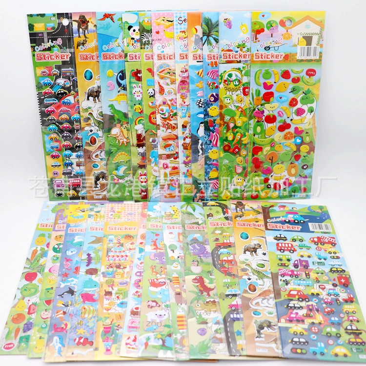 Набор еда Пазлы наклейки творчество животные раннее образование сцена тема 3D Рисунок раскраска мультфильм милые Пузырьковые наклейки