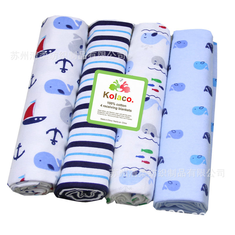 flannel blanket 棉法兰绒婴儿包布 绒布  棉毯4条装襁褓用品