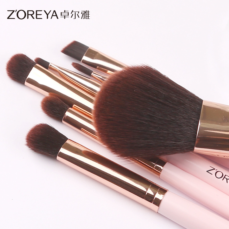 Mini 7 sets de cepillo de papel barril de escritorio maquillaje almacenamiento a prueba de polvo portátil mango corto mini maquillaje cepillo traje al por mayor