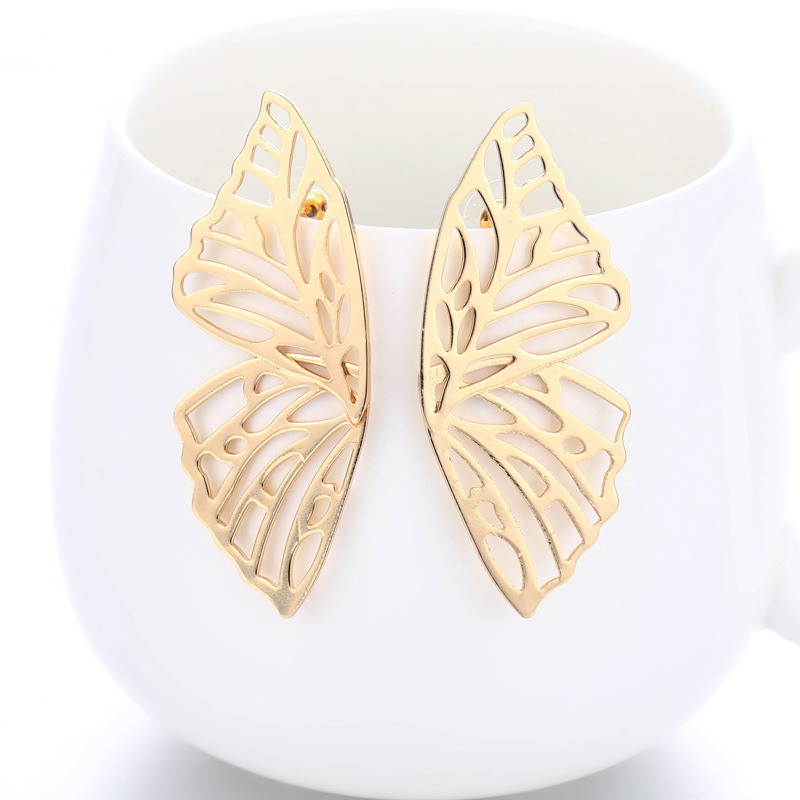 Europe and the United States cross-border jewelry alloy creative earrings hollow butterfly earrings ladies exaggerated earrings wholesale