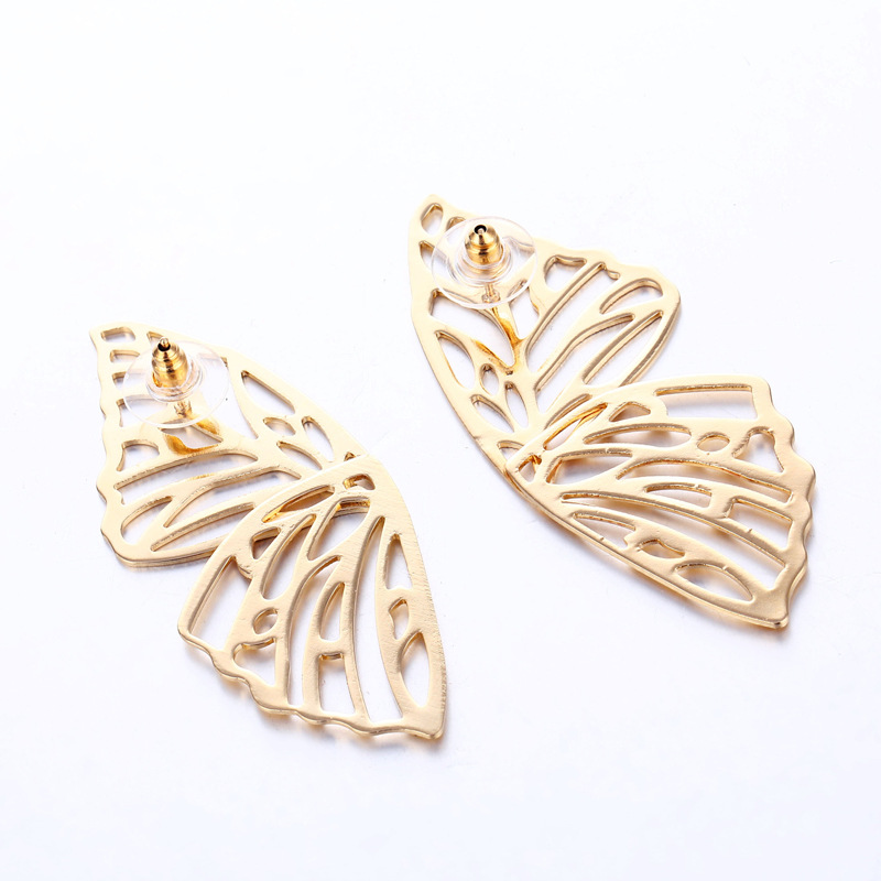 Europe and the United States cross-border jewelry alloy creative earrings hollow butterfly earrings ladies exaggerated earrings wholesale