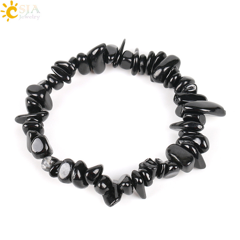 Natural Stone Black Tourmaline Bracelet Irregular Beads Female Energy Irregular Gravel Bracelet E705