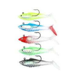 T-tail Lead Head Soft Baits 8cm (11.5g/10cm 19.5g), Five Color Options Lead Head Fish Soft Baits, Realistic Lure Artificial Bait