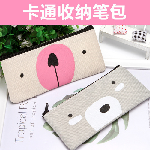 Factory direct sales cartoon simple Oxford cloth pencil bag storage bag for primary and secondary school students, creative large-capacity pencil box