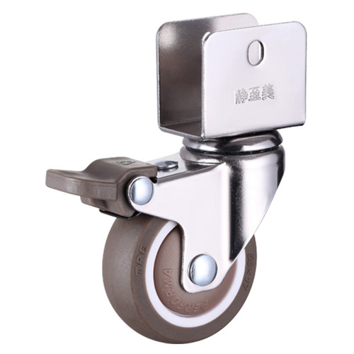 1.5 inch rubber splint silent TPR soft rubber universal caster furniture shaker stool brown Aishang single wheel splint