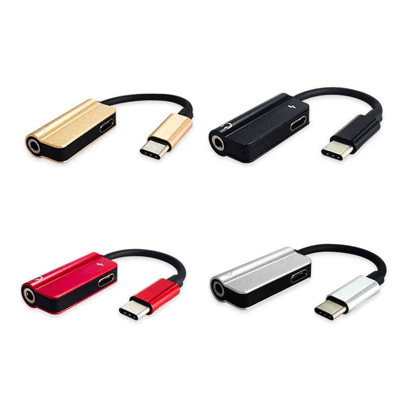 [USB-C зарядка слушать музыку 2-в-1 наушники адаптер аудио кабель type-c на 3.5mm аудио адаптер]