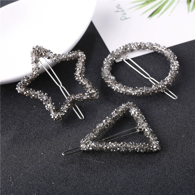 锦颜 Hairgrip со стразами, треугольник, аксессуар для волос, корейский стиль, (跨境 торговля)