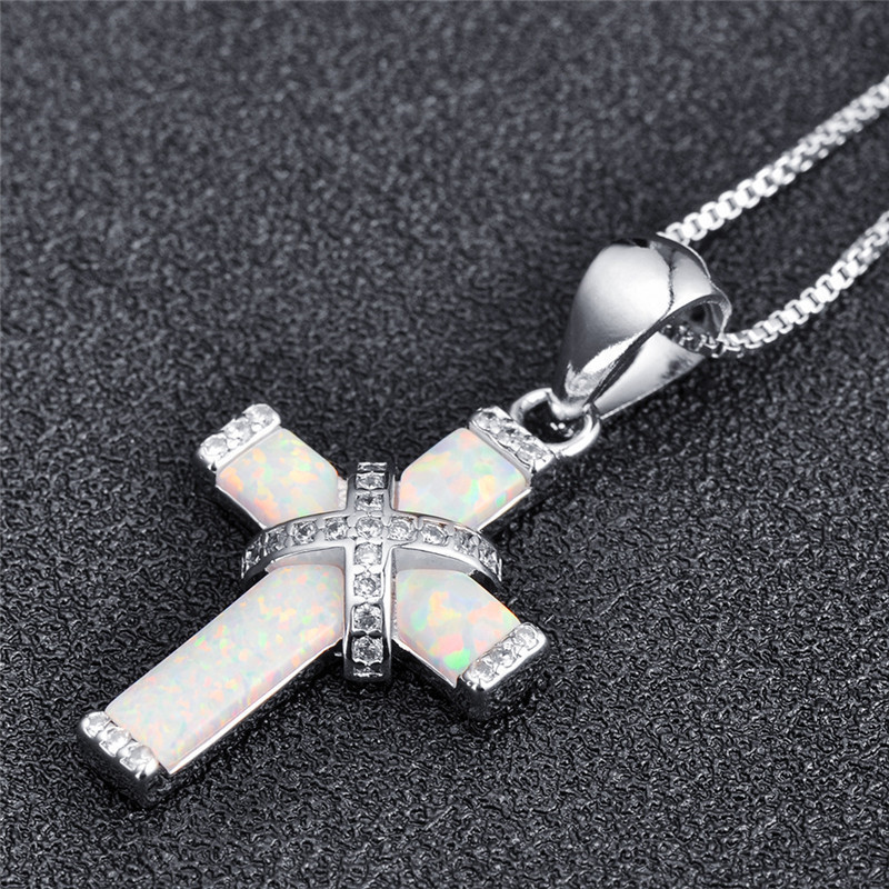 A generation of hair jewelry wish cross-border explosions X-shaped cross White imitation Aobao women's necklace pendant