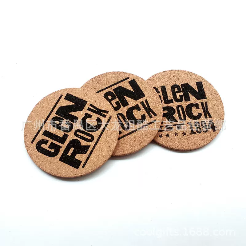 企业宣传加厚软木杯垫套装定 制 隔热防滑咖啡杯垫 出口水松木杯