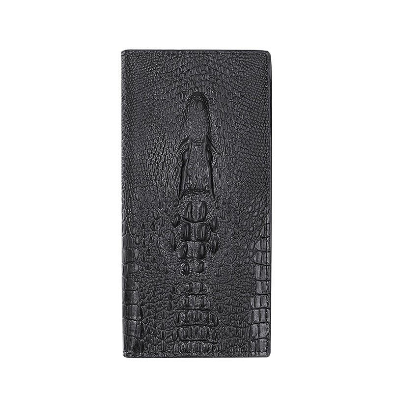 C bolso largo de hojas sueltas con patrón de cocodrilo negro
