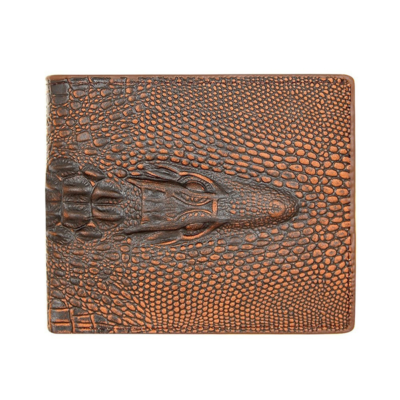 Tipo A bolso corto de hoja floja patrón de cocodrilo marrón oscuro