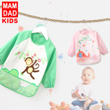 Детский водонепроницаемый мультяшный фартук для еды для мальчиков, сзади на завязках, с карманом