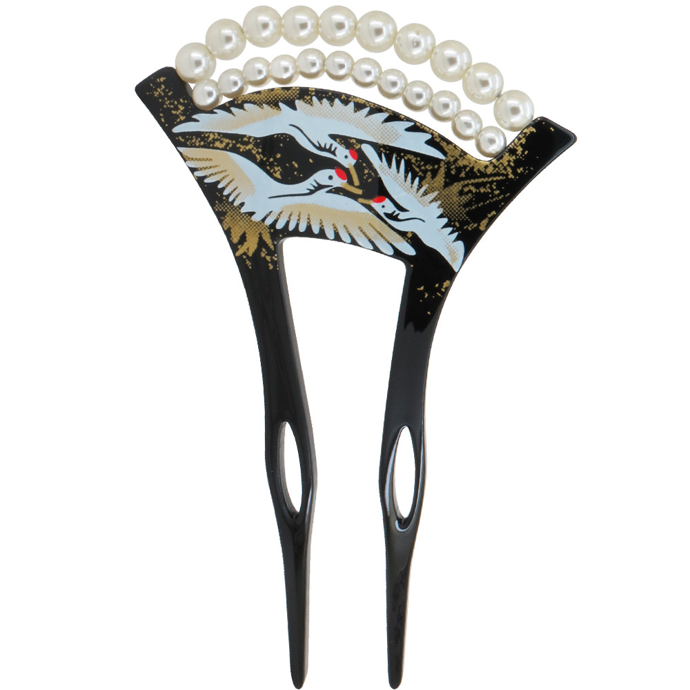 時代のかんざしのu型は真珠の丹頂鶴を挟んでかんざしのアクリルの古風な新婦の頭飾りの直接販売を代行します。