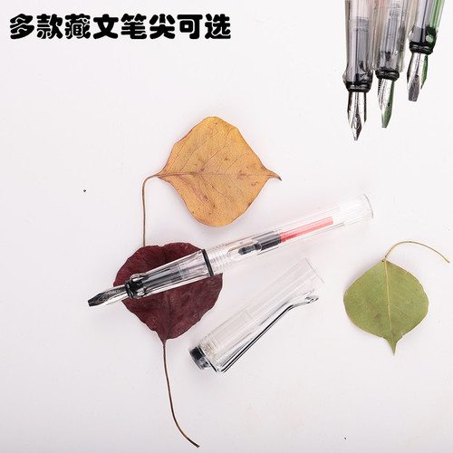 Factory direct supply transparent plastic Tibetan steel pen, duckbill parallel tip art painting pen, multiple models available