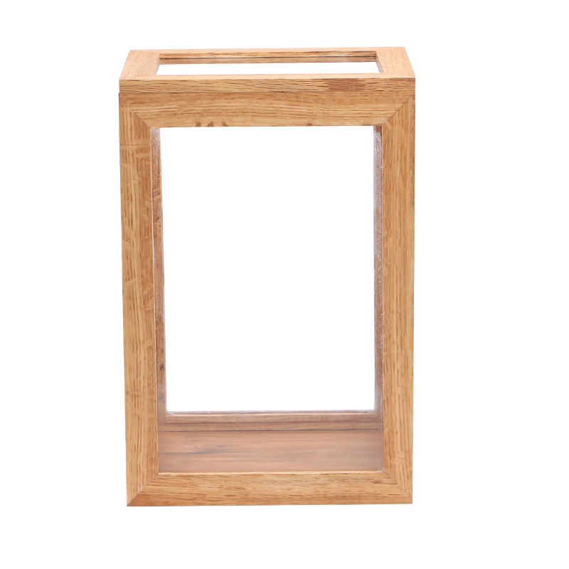 源头工厂简约时尚精致木制礼品盒透明玻璃收纳盒桌面储物盒