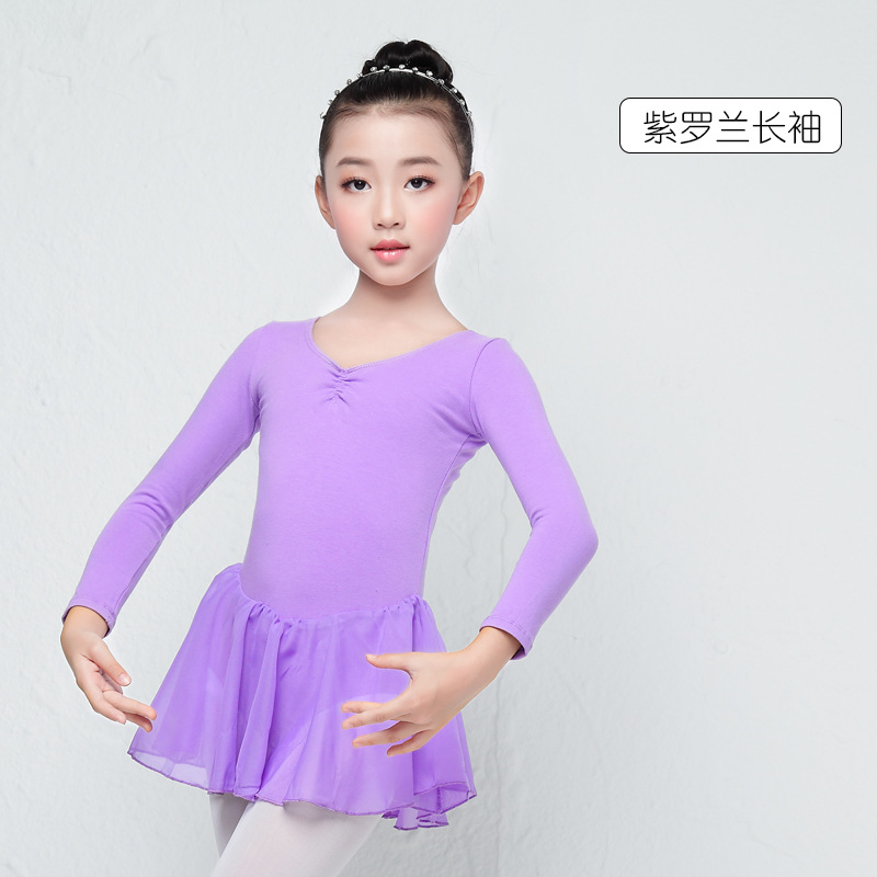 Ropa de baile para niños vestido de gasa vestido de princesa manga larga entrepierna abierta ropa de práctica de ballet ropa de baile para niños de primavera