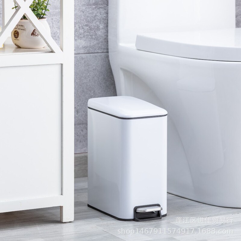 Rectangle Household Bathroom Stainless Steel Pedal Trash-shaped Hotel Bedroom Kitchen with Lid Small Silent Slow Down