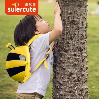 supercute原创蜜蜂双肩书包开学季逛街户外儿童旅行箱包防走失