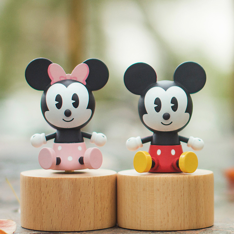 Disney genuine authorized Mickey/Minnie wooden cartoon rotating wooden Music Box Music Box decoration