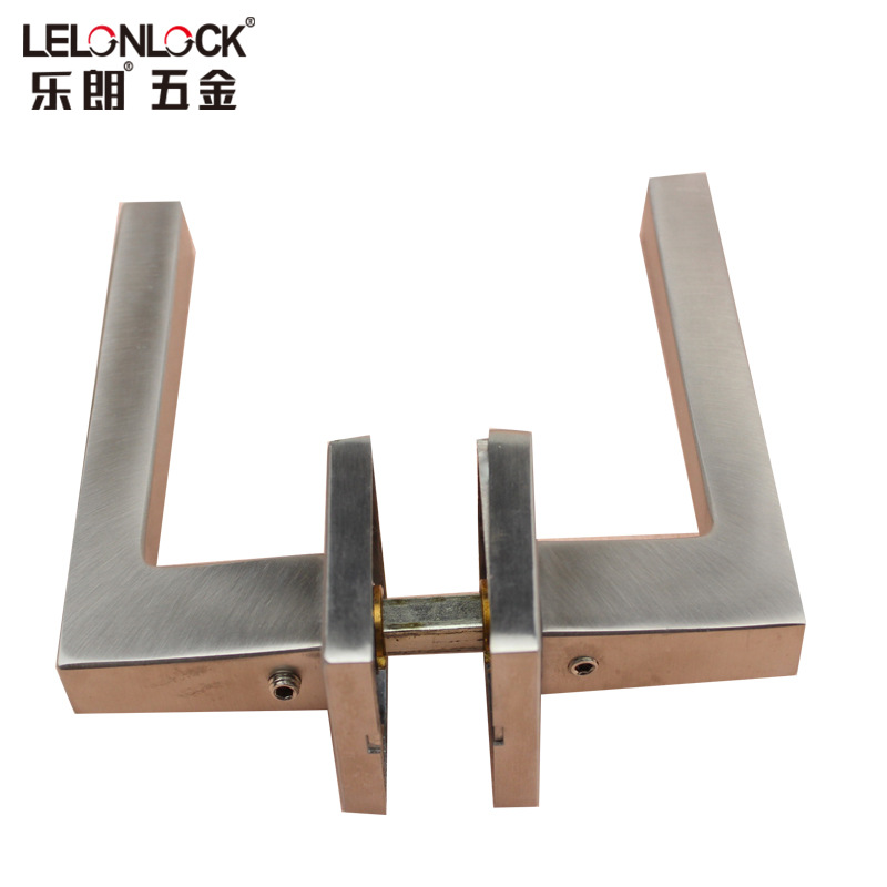 Acero inoxidable natural cepillado tubo cuadrado madera puerta mango Lelang suministro puerta Puerta de bloqueo accesorios manija de la habitación