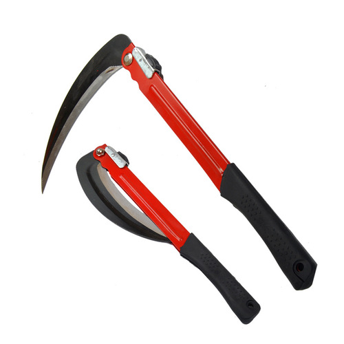 Hardware agricultural tools factory wholesale garden camping flat bar steel manganese wheat cutting grass knife folding sickle