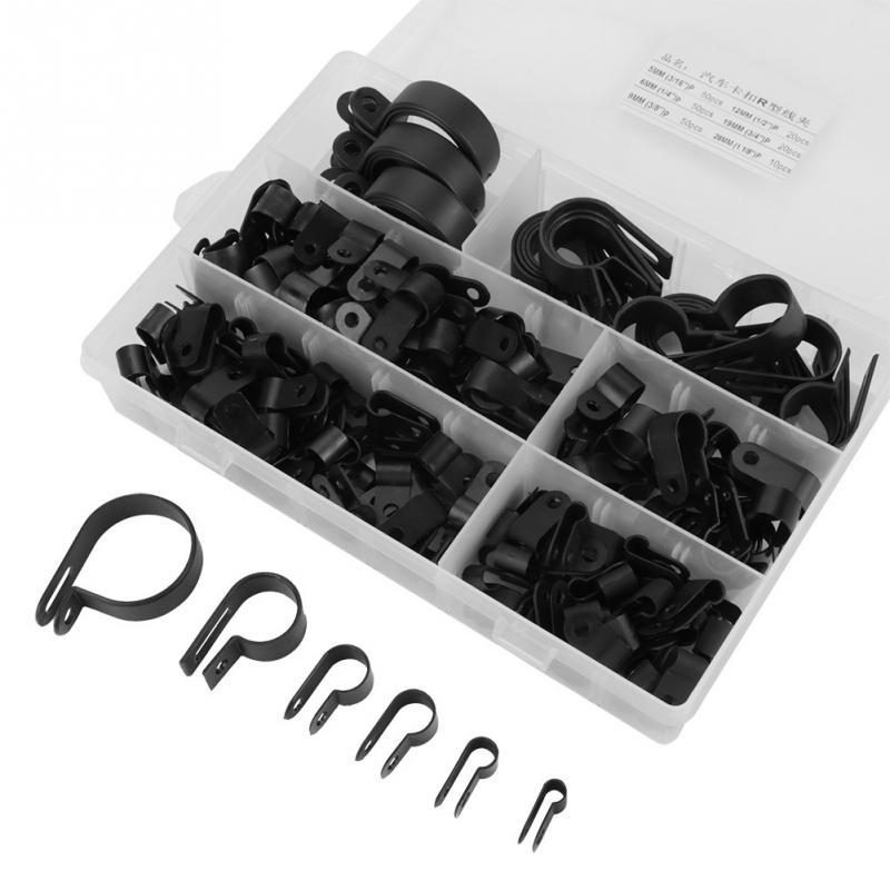 200pcs线束P/R型尼龙塑料线夹电缆电线卡扣加厚固定压线扣黑/白