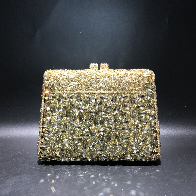 Bolsa de mano de mujer Aliexpress bolsas de diamante de vidrio metal hueco bolsas de cena bolsas de banquete