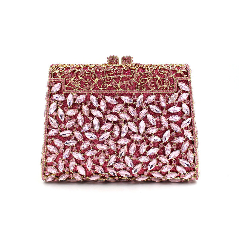 Bolsa de mano de mujer Aliexpress bolsas de diamante de vidrio metal hueco bolsas de cena bolsas de banquete