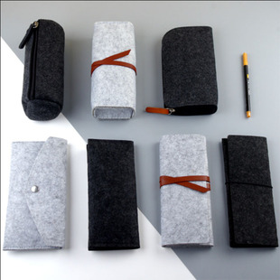 Felt Pencil Bag Student Pencil Storage Bag Simple Stationery Box Felt Storage Bag Wholesale Can Add logo