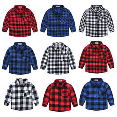 New children's shirts for spring and autumn, new children's clothing, plaid shirts for boys and girls in Europe and the United States, handsome tops for middle-aged and small children, wholesale