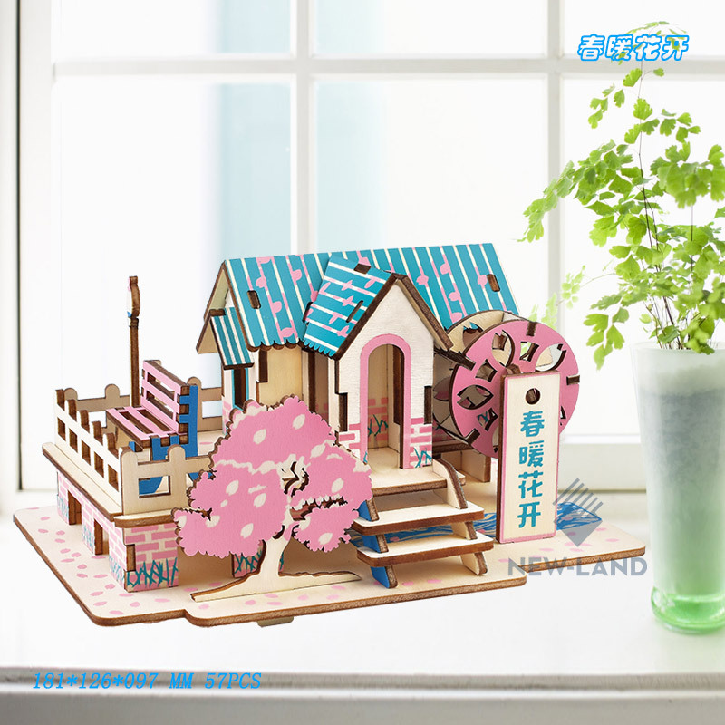 Лазерное цветение весенних цветов 3D со схемой этапов сборки