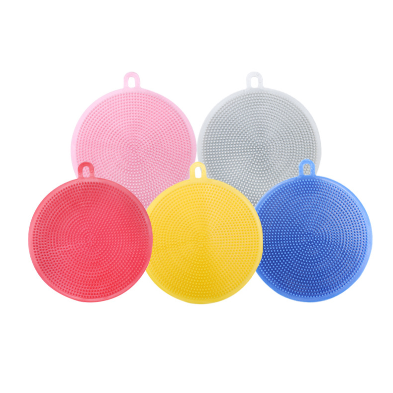 Cepillo de plato de silicona Tamaño pequeño almohadilla de aislamiento redondo multifuncional cocina descontaminación plato paño melón fruta vegetal cepillo de limpieza