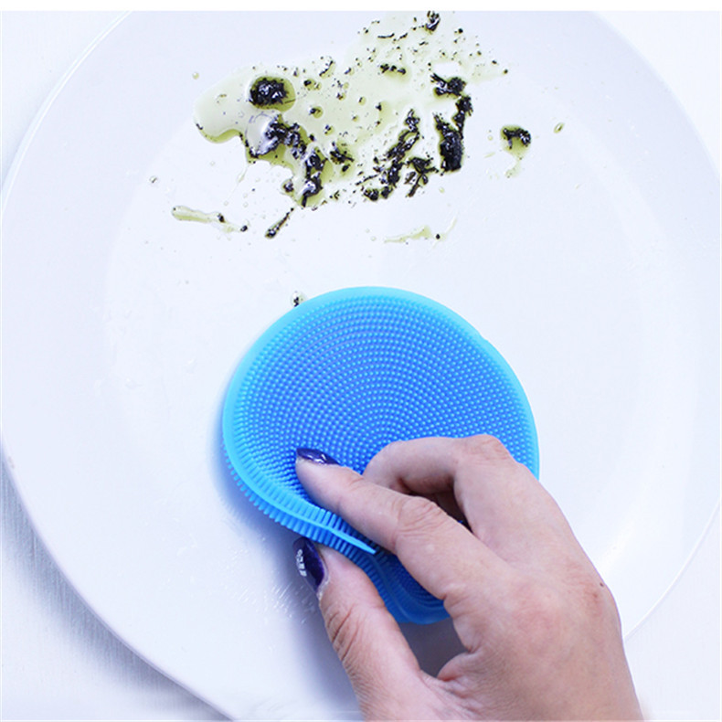 Cepillo de plato de silicona Tamaño pequeño almohadilla de aislamiento redondo multifuncional cocina descontaminación plato paño melón fruta vegetal cepillo de limpieza