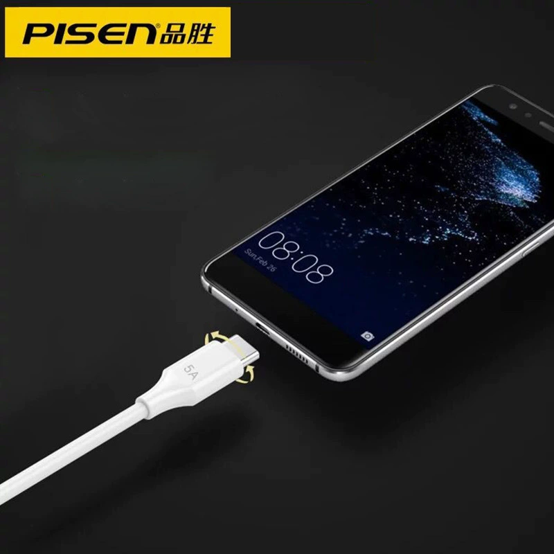Type-C Data Cable (PISEN) — Fast Charge 6A/120W, Multiple lengths 1–2 m
