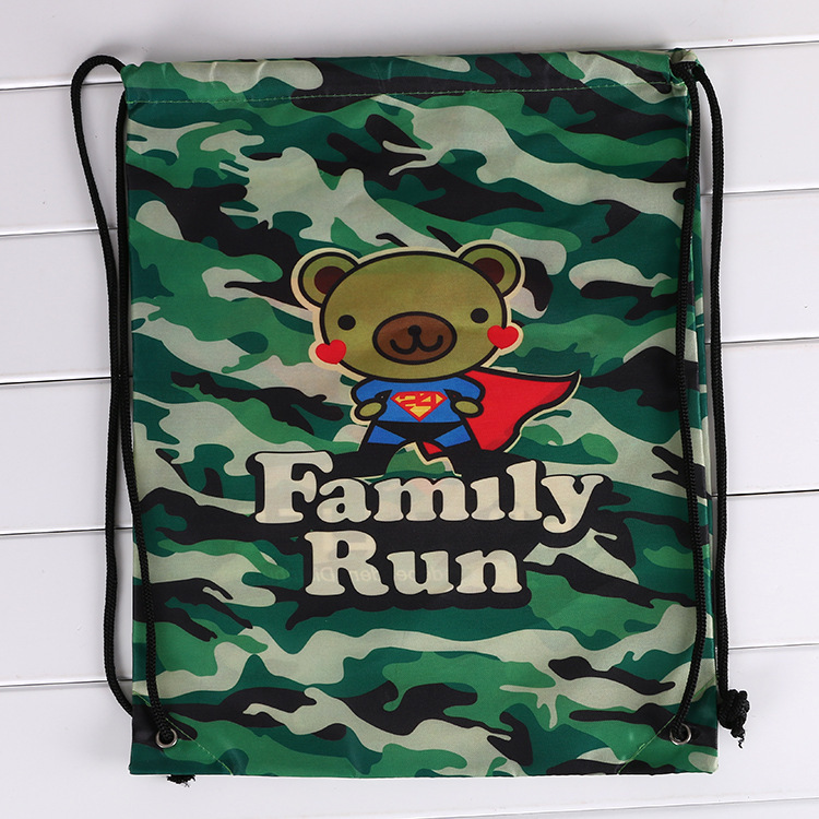 Family Run满版迷彩图案涤沦束口袋抽绳背包袋防法袋可定量大从优