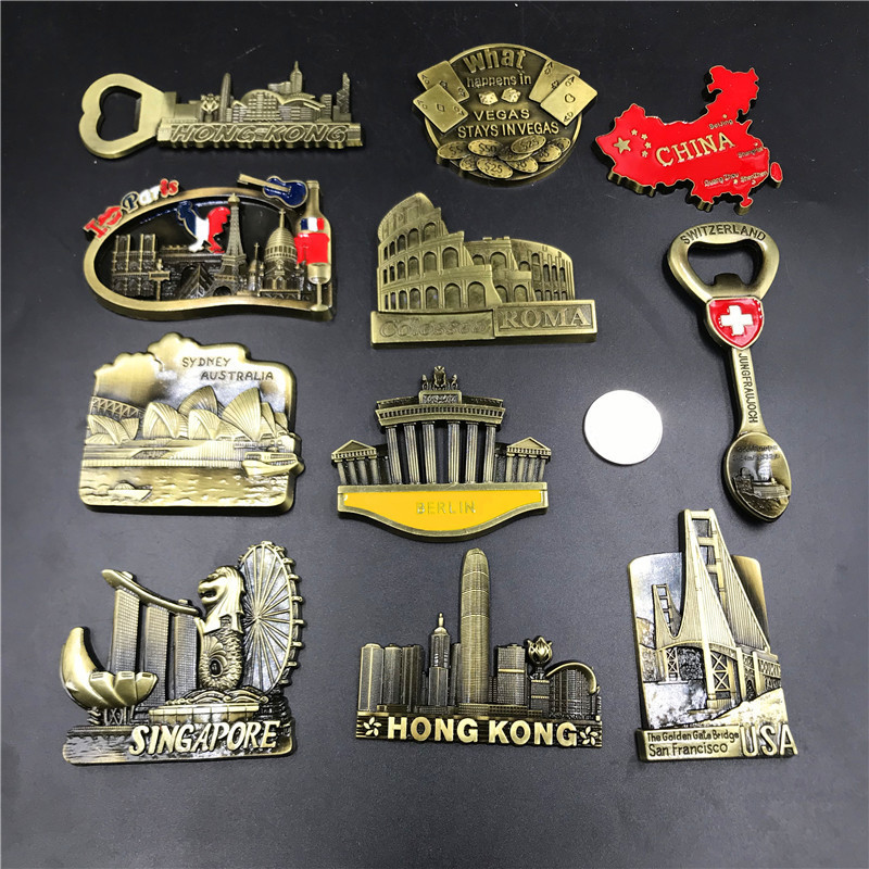 Germany Switzerland Singapore Australia Italy France refrigerator metal magnetic three-dimensional creative stickers