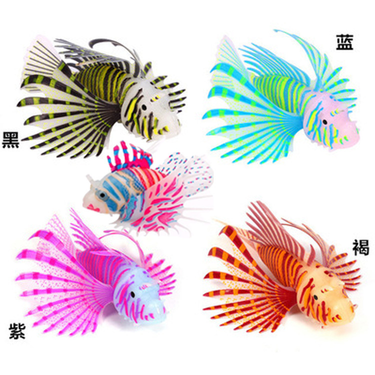 Fish tank landscaping decorations aquarium manufacturers export silicone material luminous simulation color lionfish wholesale Fish tank landscaping decorations aquarium manufacturers export silicone material luminous simulation color lionfish wholesale