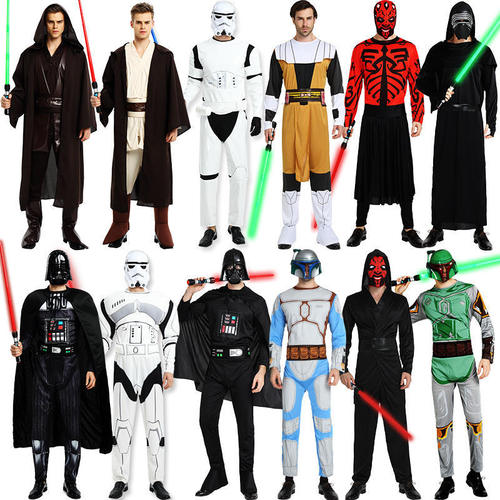 Halloween costumes for adults Star Wars white warrior clothes black robes anime lightsaber American movie costumes for men