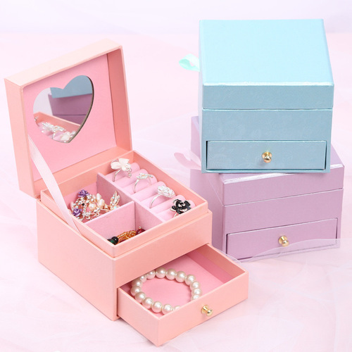 Creative Special Paper Double Drawer Necklace Ring Earring Accessory Jewelry Gift Box - Korean Version
